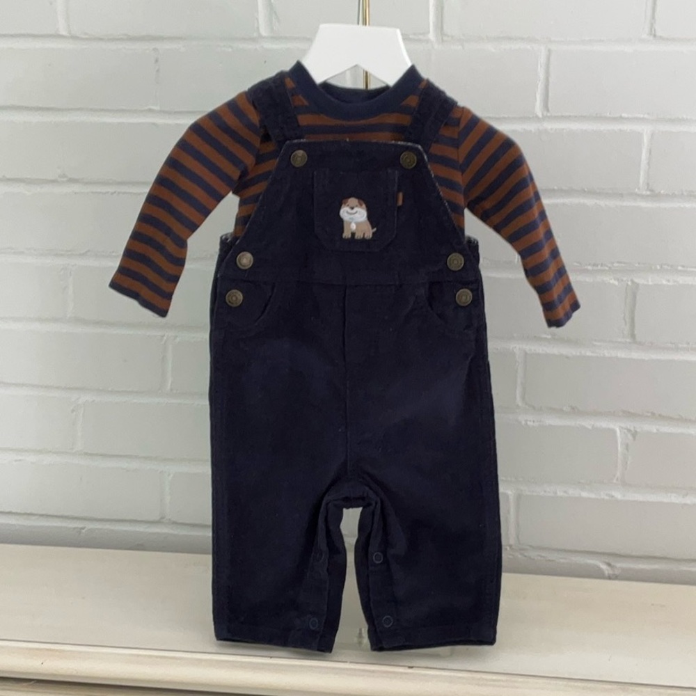 Classic Carters Boy Toddler Navy Blue Corduroy Overall Outfit Size 6 Months